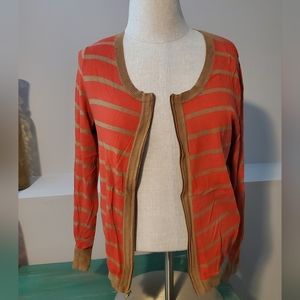 Old Navy Stripped Seeater zip up Red and Brown